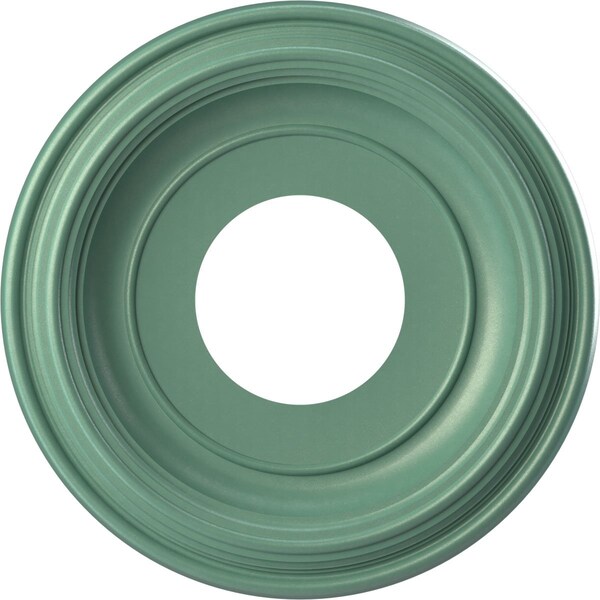 Ekena Millwork Traditional PVC Medallion (Canopies up to 5 1/2"), 10"OD x 3 1/2"ID x 1 1/8"P, Metallic Sea Mist CMP10TRFSM - main